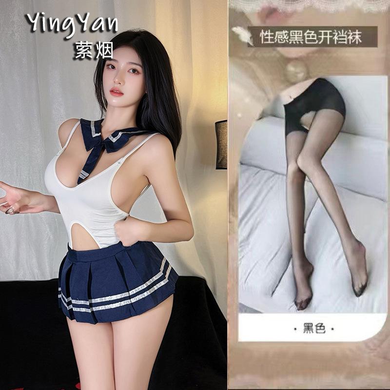 Sexy lingerie seduction student uniform suit one-piece sailor pure desire midnight passion nightclub JK skirt hot
