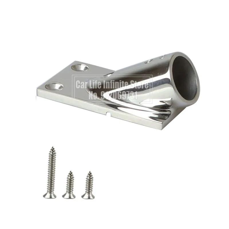 30/45 Graders 22/25mm Rektangulær Base Rustfritt Stål Båtdekk Håndrekksbeslag Støttefotbase For Båt Marine Yachter