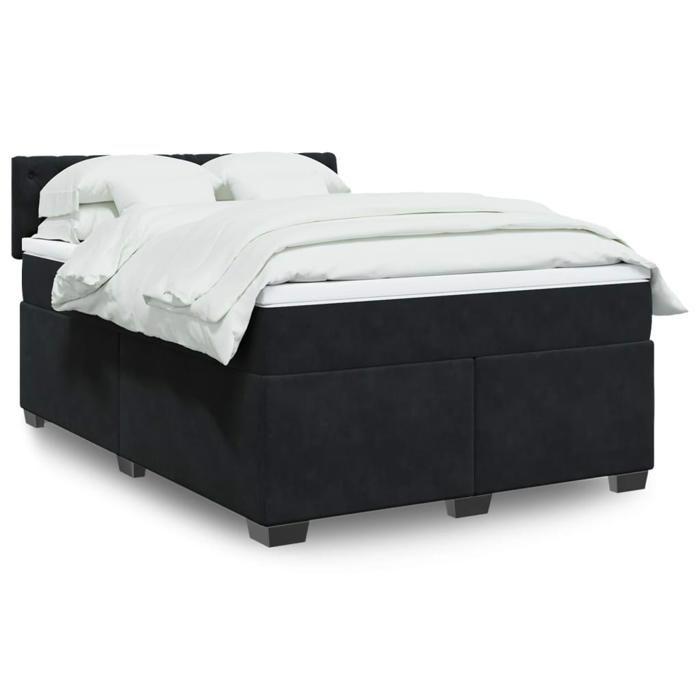 VidaXL Sommier à lattes de lit avec matelas Noir 140x190 cm Velours, lit, lit à plate-forme, lit à panneaux, meuble de 3288614