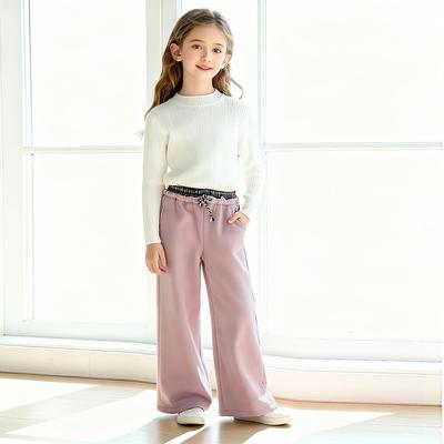 Girls' Loose Straight Leg Wide Leg Pants with Fleece, 25 New Styles, Medium and Large Children's Warm and Thick Pants for Girls