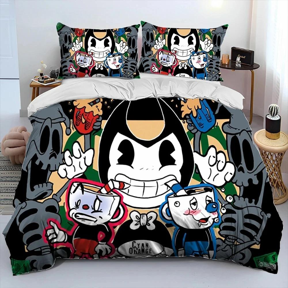 The Cuphead Show Bedding Set,Game Duvet Cover 3D Print Quilt Cover Pillowcase king Queen Size Girls Boys Adult Birthday Gift