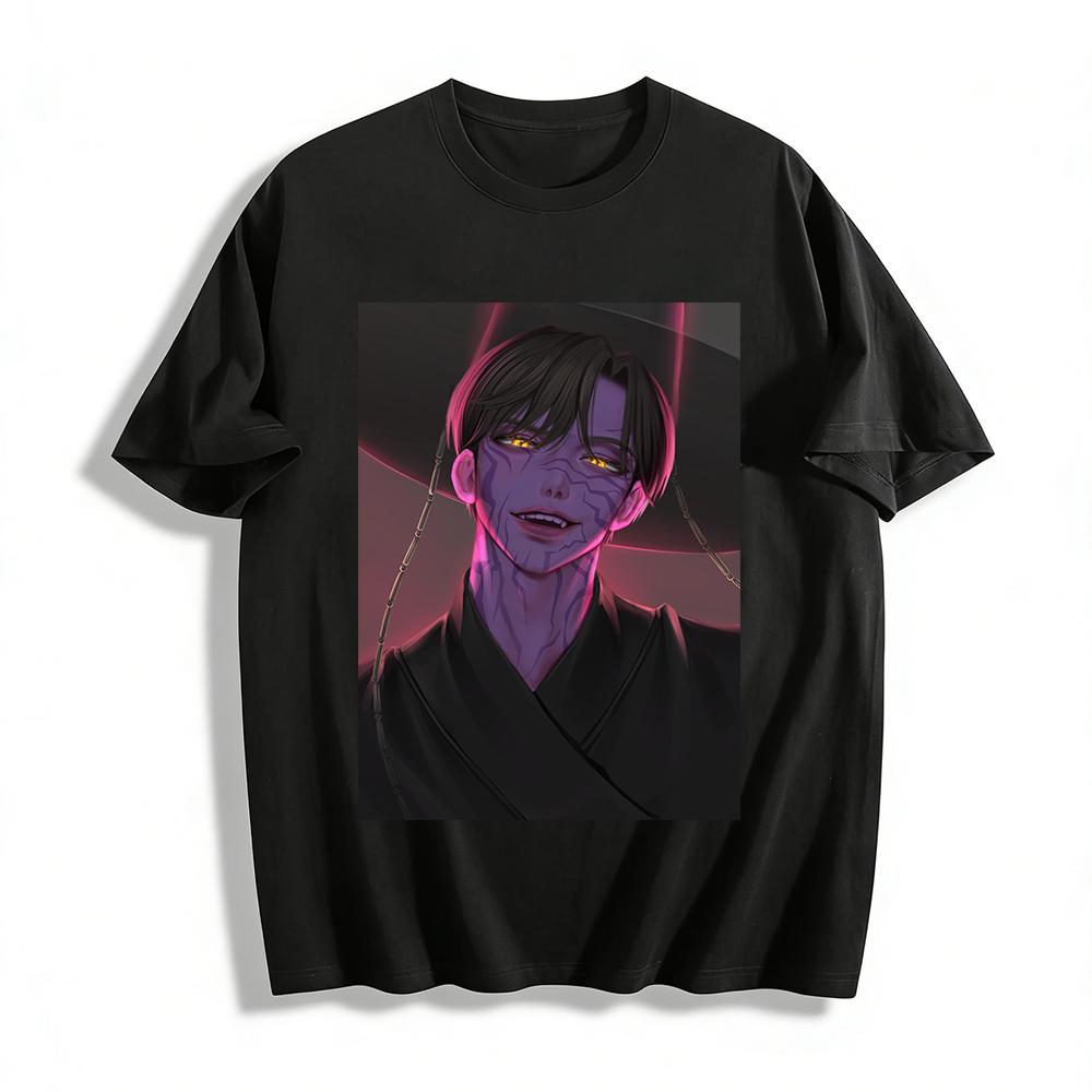 Ryomen Sukuna Themed Printed Top Jujutsu Kaisen Dark Style Anime Peripheral Loose T-Shirt Pure cotton T-shirt