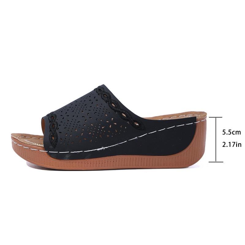 Wedge heel women's slippers wish new hollow platform women's shoes summer wear beach sandals
