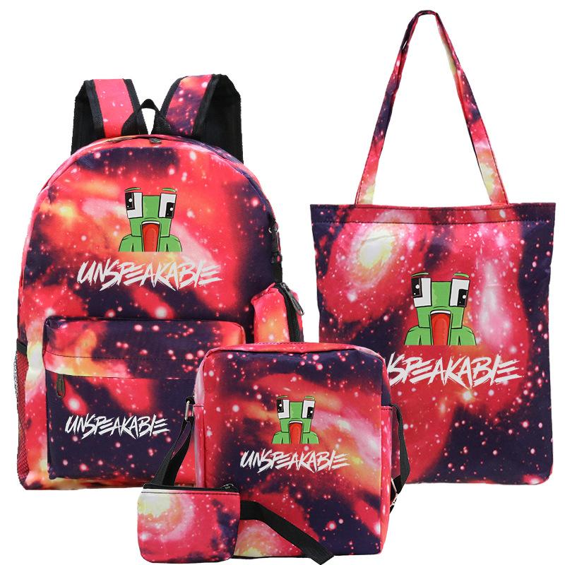 Casual Backpack Five-piece Backpack + Tote Bag + Shoulder Bag + Pencil Bag + Small Money Bag 3