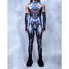 Unisex Cyber Punk 3D Digital Printing Halloween Party Role Play Outfit Women Men Cosplay Costume Carnival Jumpsuit