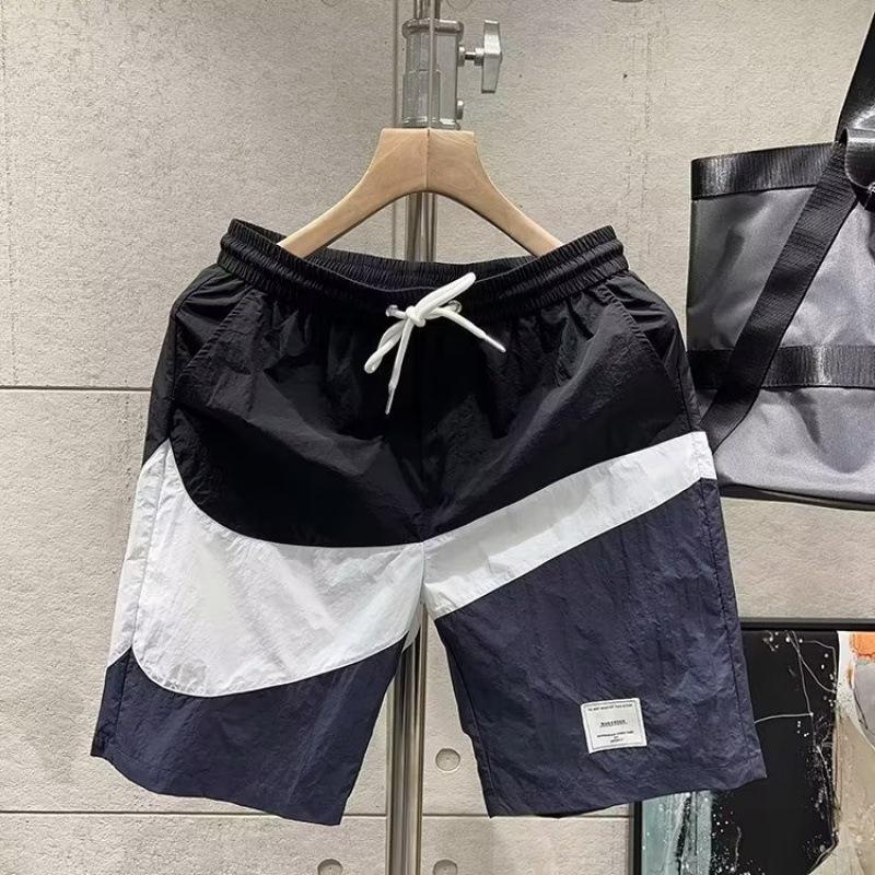 Men's Summer Trendy Color-Block Loose Fit Quick-Drying Casual Beach Sports Shorts