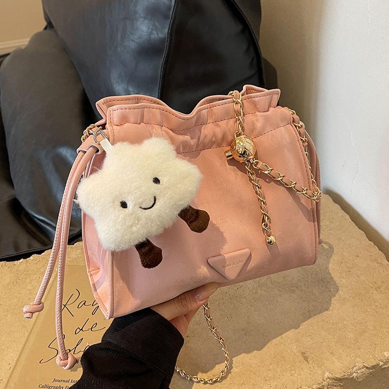 

Bag Premium Versatile Bucket Bag Spring and Summer New Fashion Chain One Shoulder Crossbody Bag Women розовый