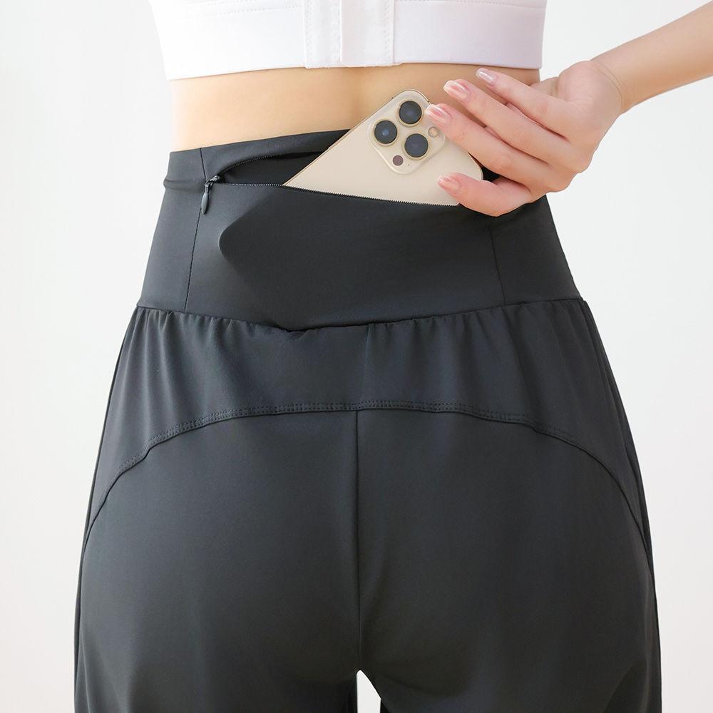 Sommer Damen Lockere Gymnastikshorts mit Taschen Schnelltrocknend Laufen Yoga Workout Sportshorts Outdoor-Sport