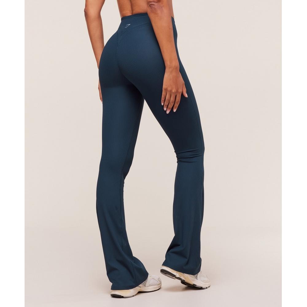 Gymshark Ribbed Flared Legging Navy B5c1h Ub9p