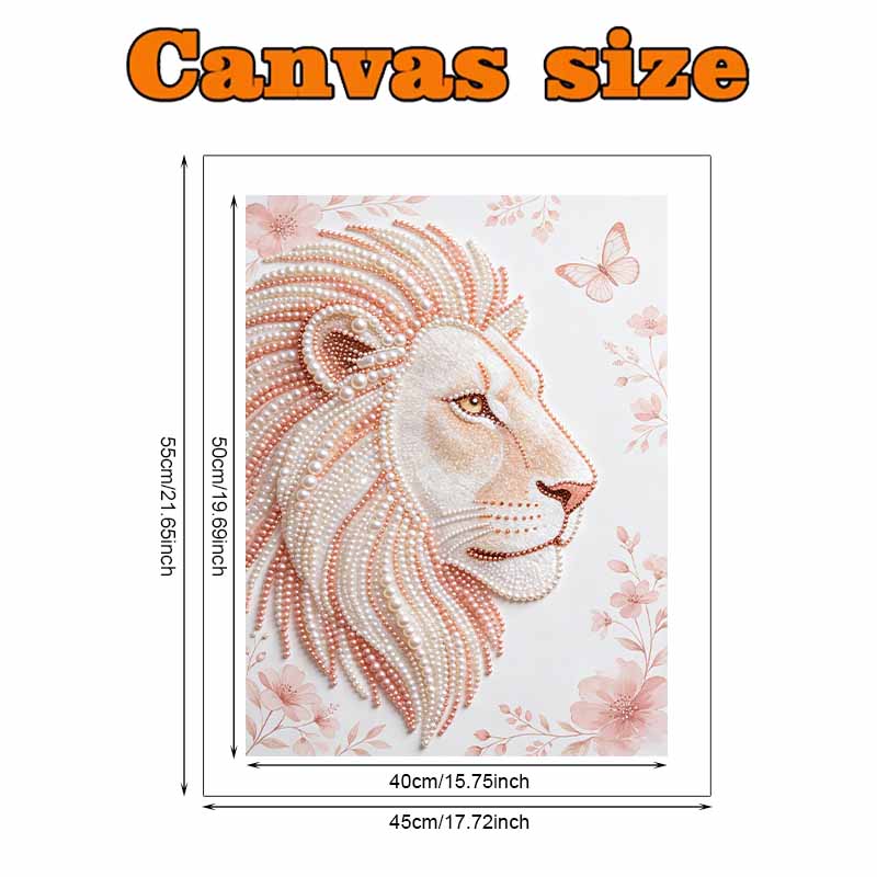 Pearl Art Painting Home Wall Decor White Lion Floral Pearl Gemstone Painting Picture Crafts Adult/Beginner Gift Creative Home Decor Unframed