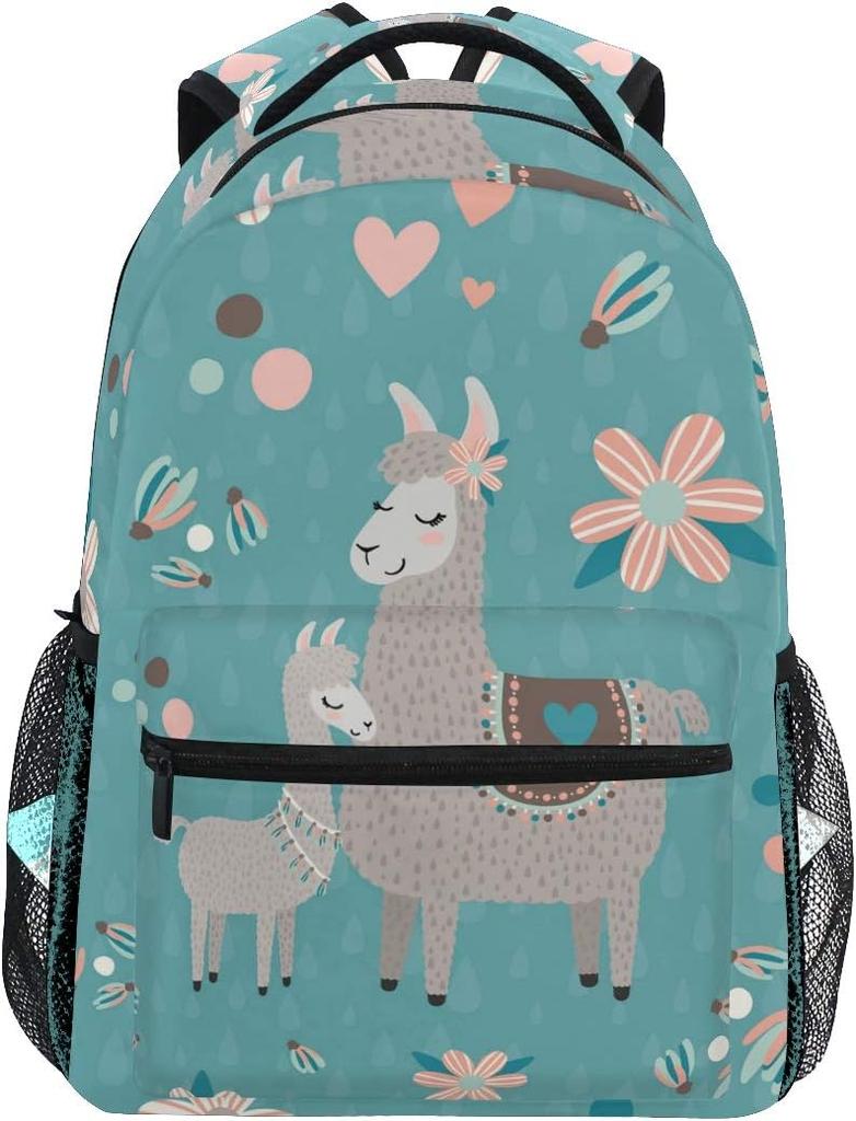 Colorful Alpaca Cactus Backpack, Cartoon Alpacas & Cacti Design, Durable Daily Bag, Perfect for Youth