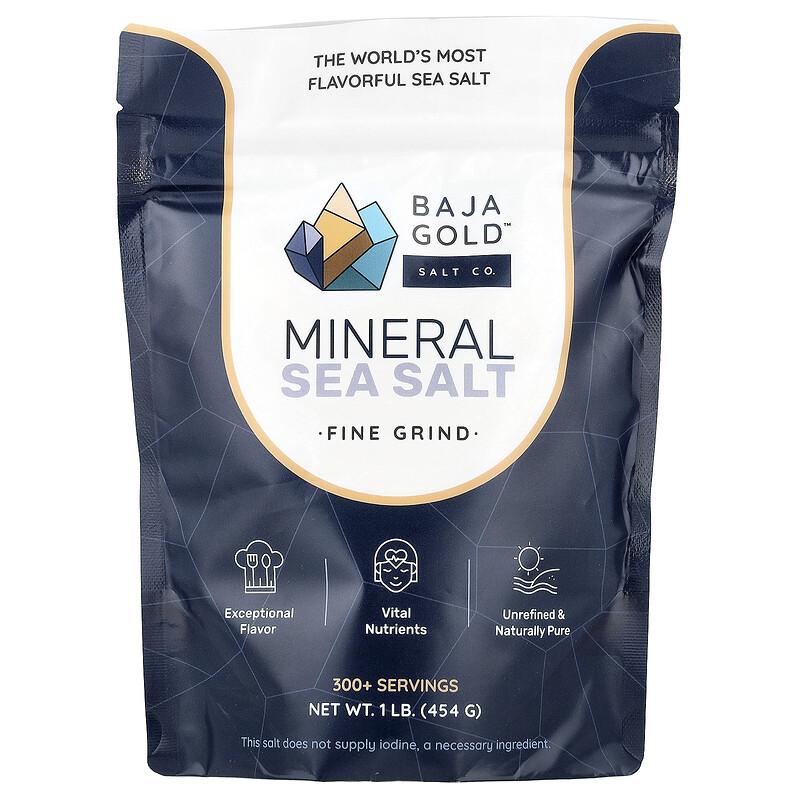Rworld Wellness Gold Mineral Sea Salt, Fine Grind, 1 Lb (454 G)