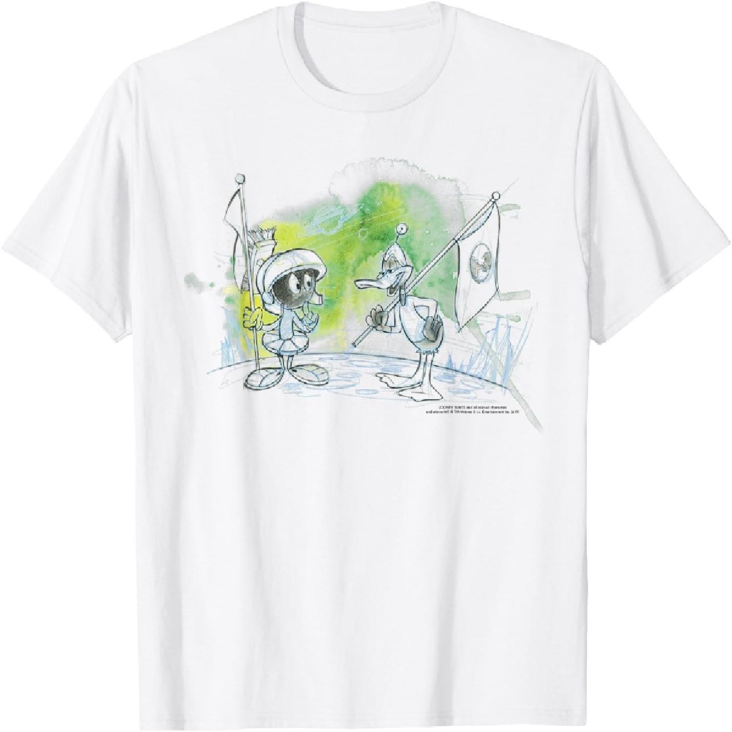 Looney Tunes Marvin The Martian And Daffy Duck Watercolor T-Shirt XXXXXL белый