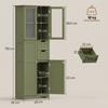Tall Storage Unit, Cabinet with Glass Doors and Adjustable Shelves, Green