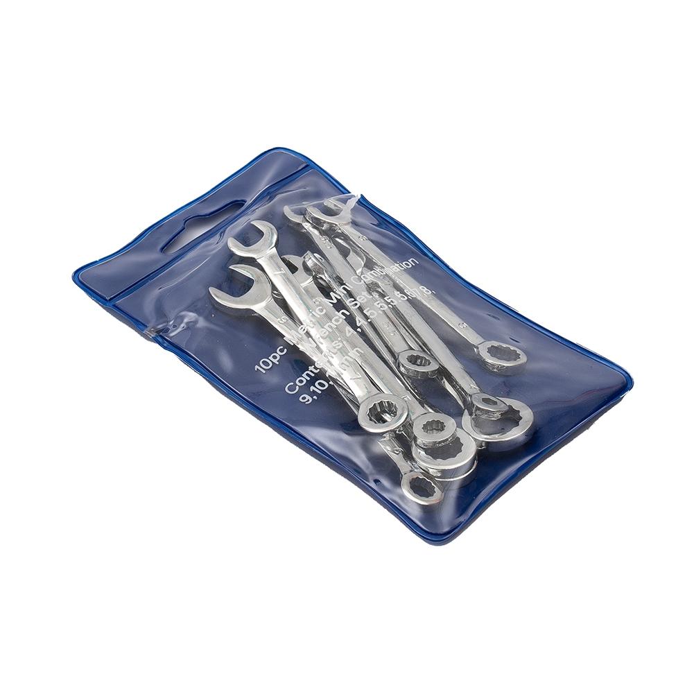 Precision Craftsmanship 10pcs Combination Spanner Set with Metric/SAE Wrenches