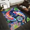 Colorful Koi Fish and Floral Pattern Carpet, Artistic Home Decor Suitable for Use As an Anti-slip for Living Room Bedroom Sofas