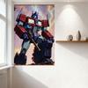 Vintage Transformers Optimus Prime Metal Tin Sign Dynamic Pose Comic Art Starry Sky Lightning Wall Plaque for Home Bar Man Cave
