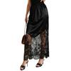 Women's Lace Maxi Skirt with Satin A-Line and High Elastic Waist for Daily Wear