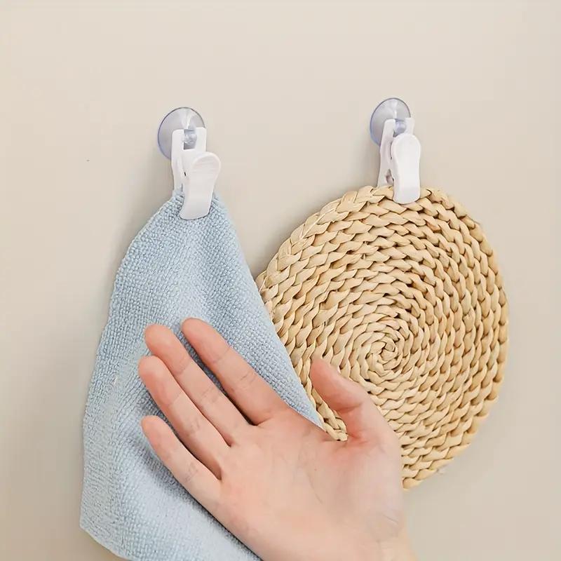 1/4PCS Multifunctional Bathroom Towel Storage Clip Kitchen Small Hook Rotating Household Suction Cup Punch-free Clip
