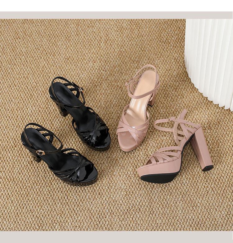 Chunky Heel Waterproof Platform Sandals with Thin Straps for Women, Sizes 35-42 - Ideal for Nightclub, Runway, or Work.