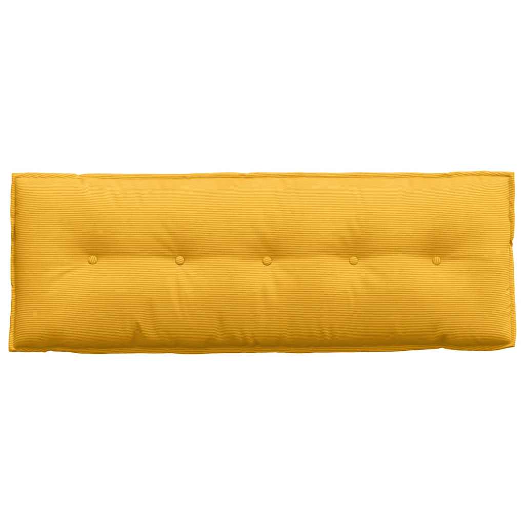 Back Cushion Light Yellow 140 x 50 cm Cord Fabric