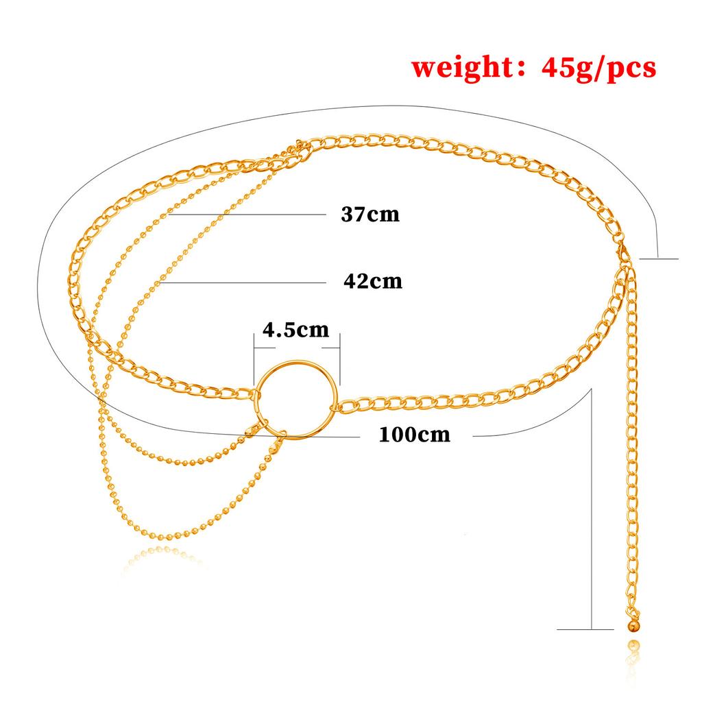 Aluminum Alloy Exaggerated Ring Alloy Accessories Body Chain, Women's Sexy Metal Waist Chain