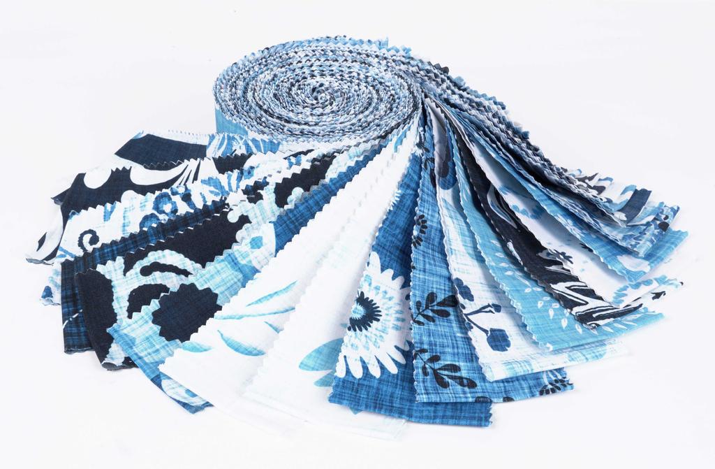 Soimoi 40Pcs Block Print Cotton Precut Fabrics For Quilting Craft Strips 2.5x42inches Jelly Roll -