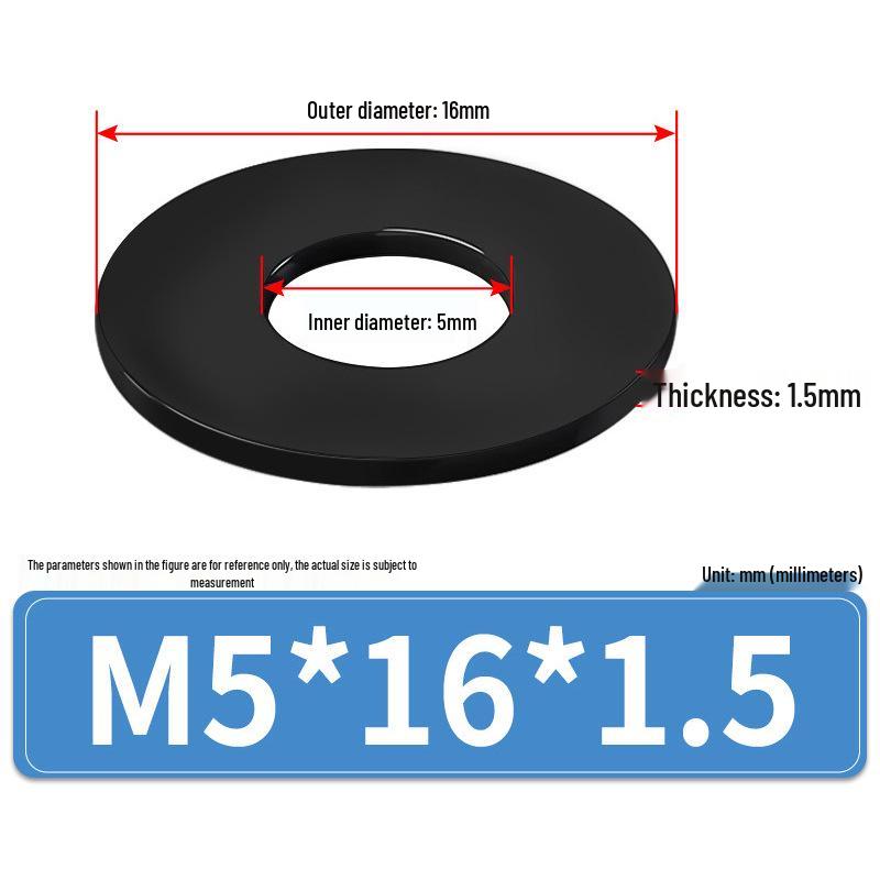 8.8 Grade Black Hardened High-Strength Oversized Flat Metal Spacer Washer (M2-M8)