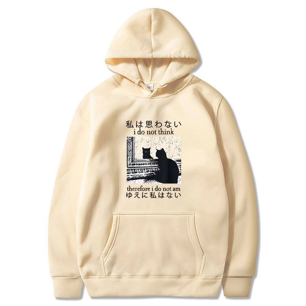 I Do Not Think Therefore I Do Not Am Tops Funny Cat Shirt Grunge Long Sleeve Wears Hot Sale Men Women Casual Oversized Clothing