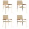 Garden Stackable Chairs 4 Pcs Cream & Brown 54 X 56 X 90 Cm