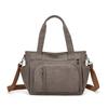 Bolsa Tote de Lona Color Sólida com Múltiplos Bolsos de Grande Capacidade Bolsa de Ombro Feminina Vintage para o Dia a Dia Bolsa Transversal