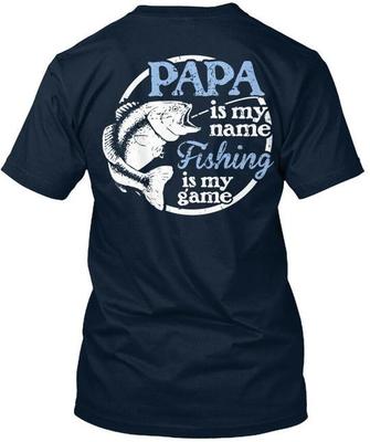 Papas Papa Angeln ist mein Name Spiel T-Shirt Hergestellt in den USA Größe S bis 5XL