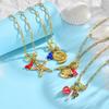 Sommer Strand Boho Halskette für Damen, Seestern Muschel DIY Anhänger Halskette, Blasenverschluss Edelstahl Schmuck Geschenk