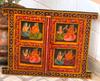 Painted Jharokha Wooden Frame: Antique Hindu God Ganesha Wall Decor