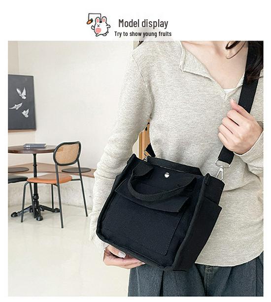 Women's Multi-Pocket 3D Canvas Tote: Versatile Crossbody, Student, & Lunch Bag