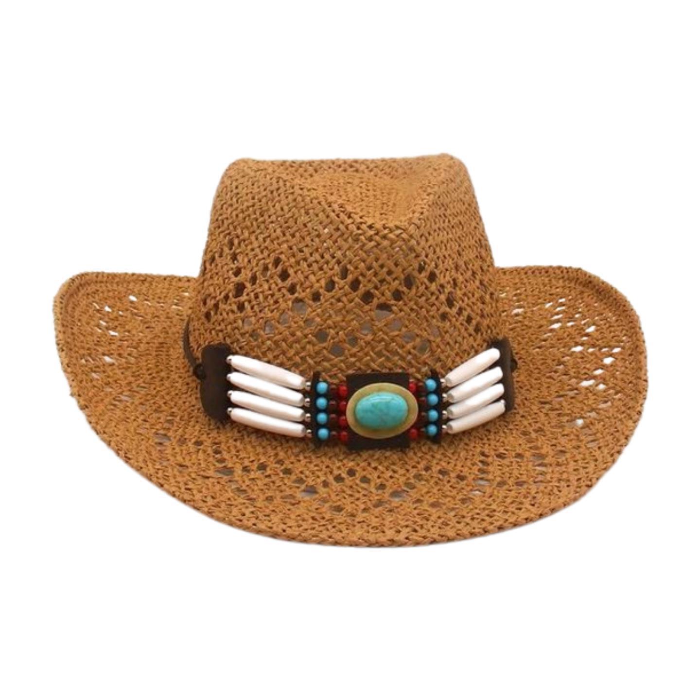 

French Breathable Cool Warped Edge Premium Beach Cowboy Hat British Style Top Hat one size [new hollow-out design]