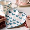 Hand Painted Love Mug Creative Heart Shaped Handle Water Cup Cute Ceramic Milk Coffee Cup