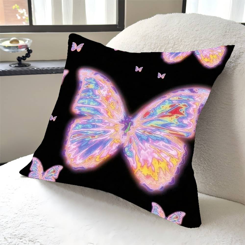 1PC Luxury Pink Cute Butterfly Pillow Case Square  Bedroom Sofa Leisure Comfort Cushion Car Home Decoration Pillowcase 40x40