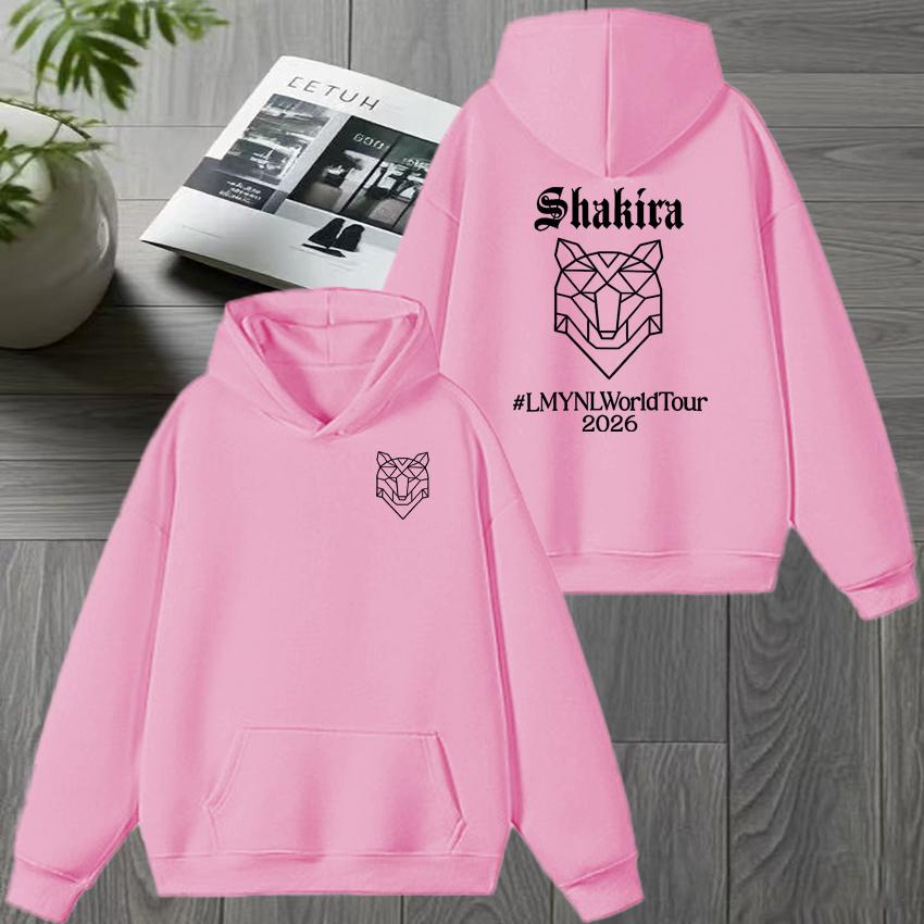Vintage Singer Shakira World Tour 2026 Double Sided Print Long Sleeve Sweatshirt Men Women Oversized Pullover Fleece Loose Hoodie Unisex Tops
