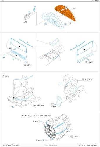 Eduard 1/32 Photo-Etched Hs123A Etched Parts (for ICM) Plastic Model Kits EDU321026 (Airplane)