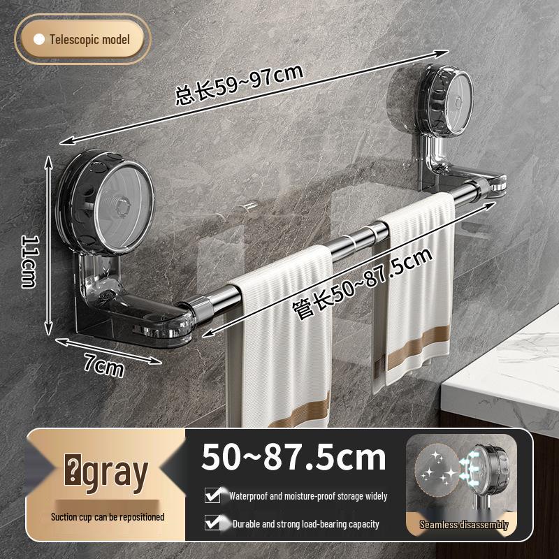 No-Drill Suction Cup Telescopic Towel Rack for Bathroom Storage