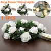 Romantic LED Rose Flower Garland String Light Simulated Wreath Decor For Valentine's Day Wedding Party DIY Ambient Lighting Gift