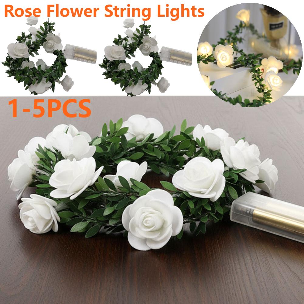 Romantic LED Rose Flower Garland String Light Simulated Wreath Decor For Valentine's Day Wedding Party DIY Ambient Lighting Gift