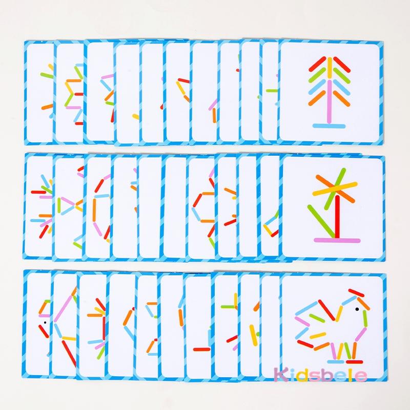 Colorful Ice Cream Stick Puzzle Set Wooden Diy Montessori Early Learning Challenge Table Games Boys Girls Travel Party Gift