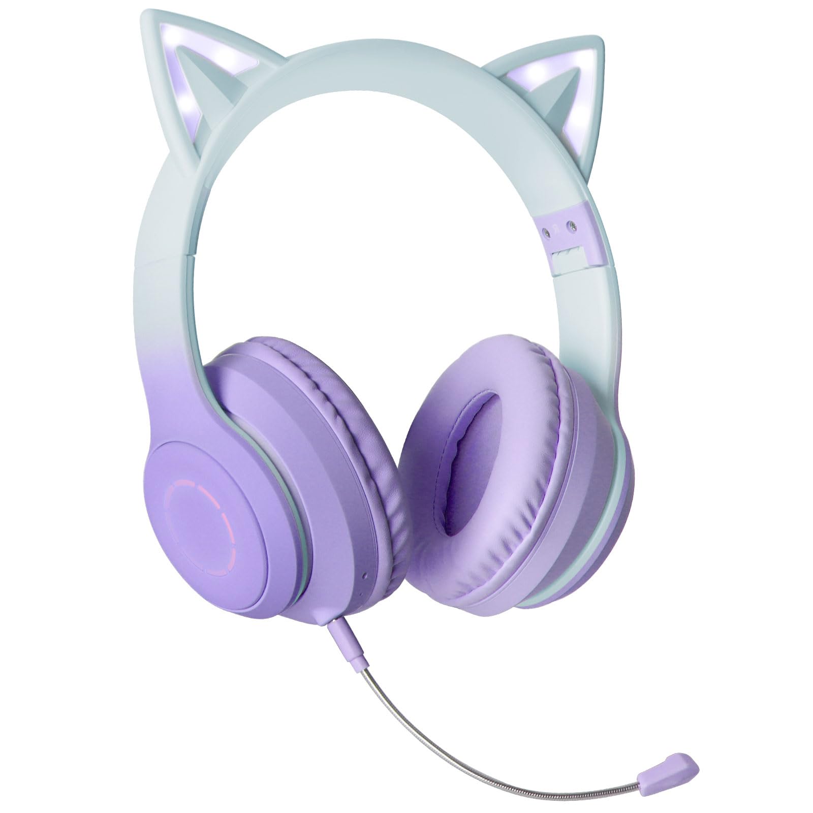 

Cat Ear Bluetooth Gaming Wireless Detachable Rainbow Color LED Adjustable Call Day Japanese Instruction Manual Included Headphones, Over-Ear, 5.1