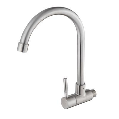 304 Stainless Steel Kitchen Faucet Wall-mounted Sink Faucet Single Hole Rotatable Single Cold Water Faucet Dish Sink Tap