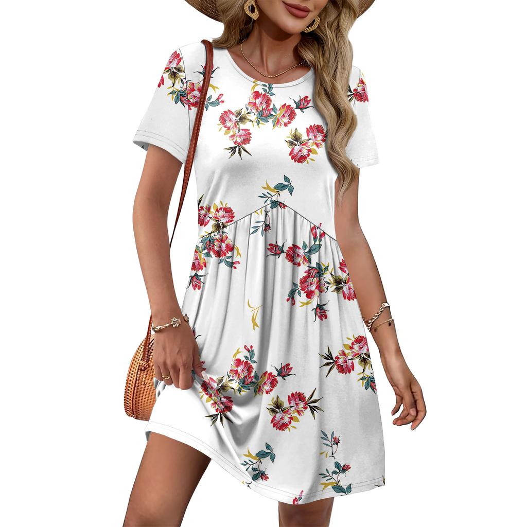 Dresses For Women Short Sleeve O Neck Casual Dresses Waist Maternity Dress With Pockets