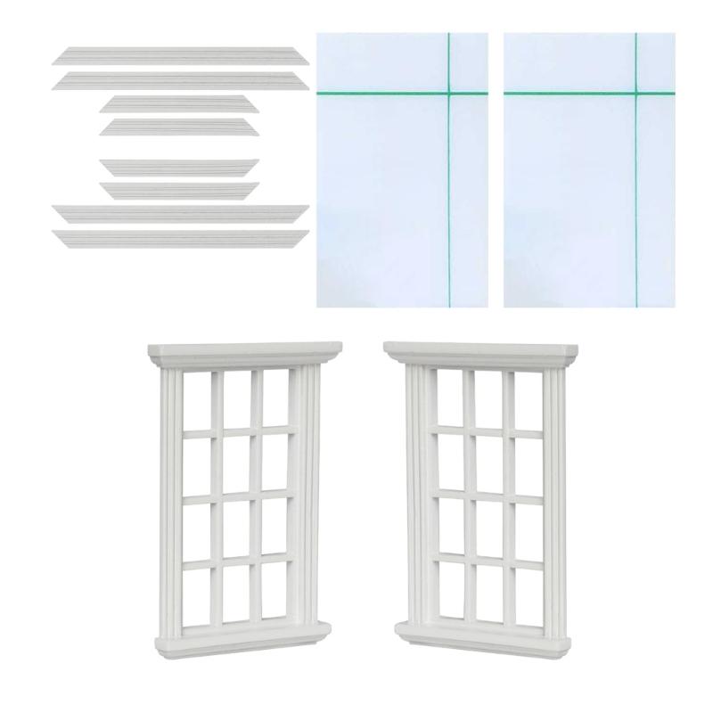 

2PCS Wood Doll House Miniature Window Simple Design Furniture Easy Installation 1/12 Scene Decors for Kids Creative Play 1
