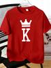 Unisexs Tee Crown Letter K Simple Graphic Art Print Cotton Short Sleeve Male Casual Streetwear Outdoor Daily Basic Fashion Top Wear