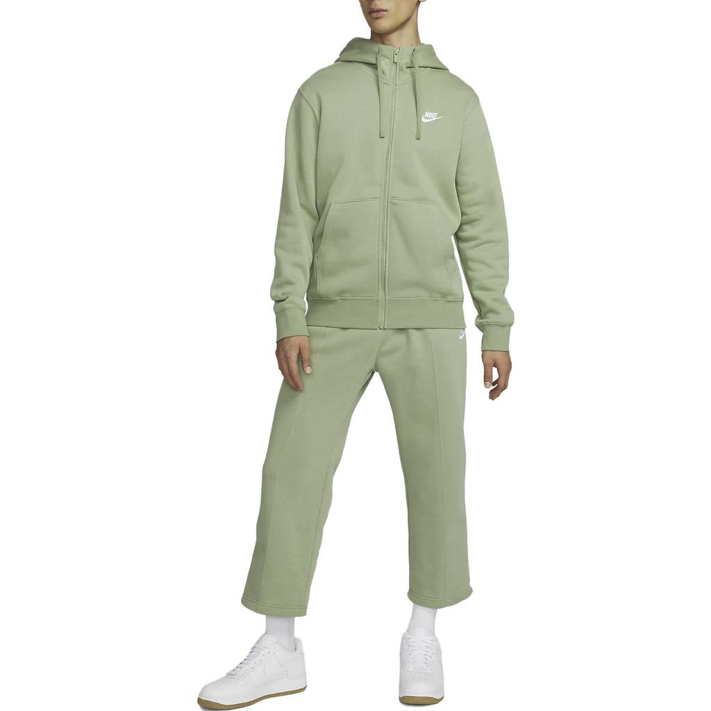 Nike Solid Color Letter Print Zip Hoodie With Drawstring Men Tops Oil-Green BV2646-386